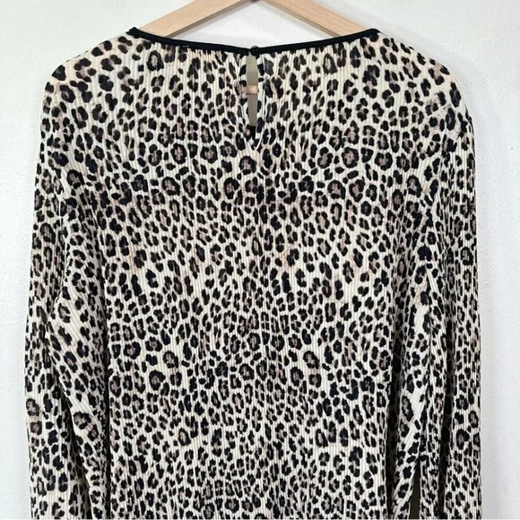 Anthropologie Feather Bone  Womens Size Large Leopard Print Pleated Blouse - Picture 13 of 15